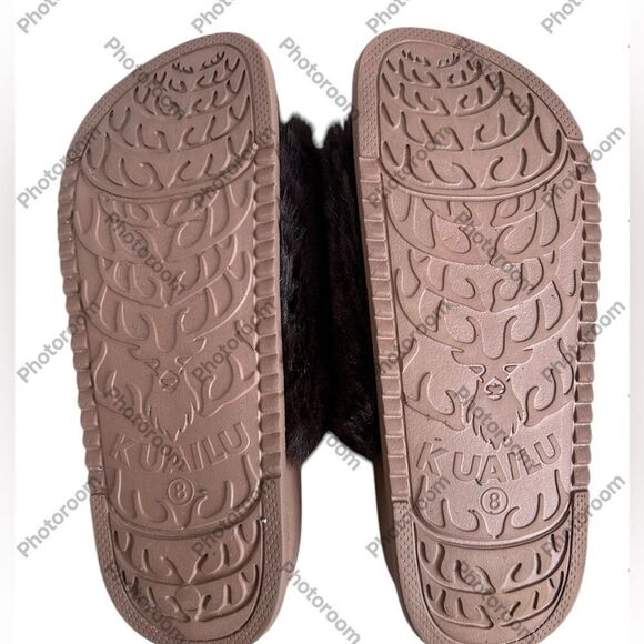 SOLD KuaiLu O Support Faux Fur Platform Slipper Sandal,Brown,Size 8, NWOT - Picture 8 of 11